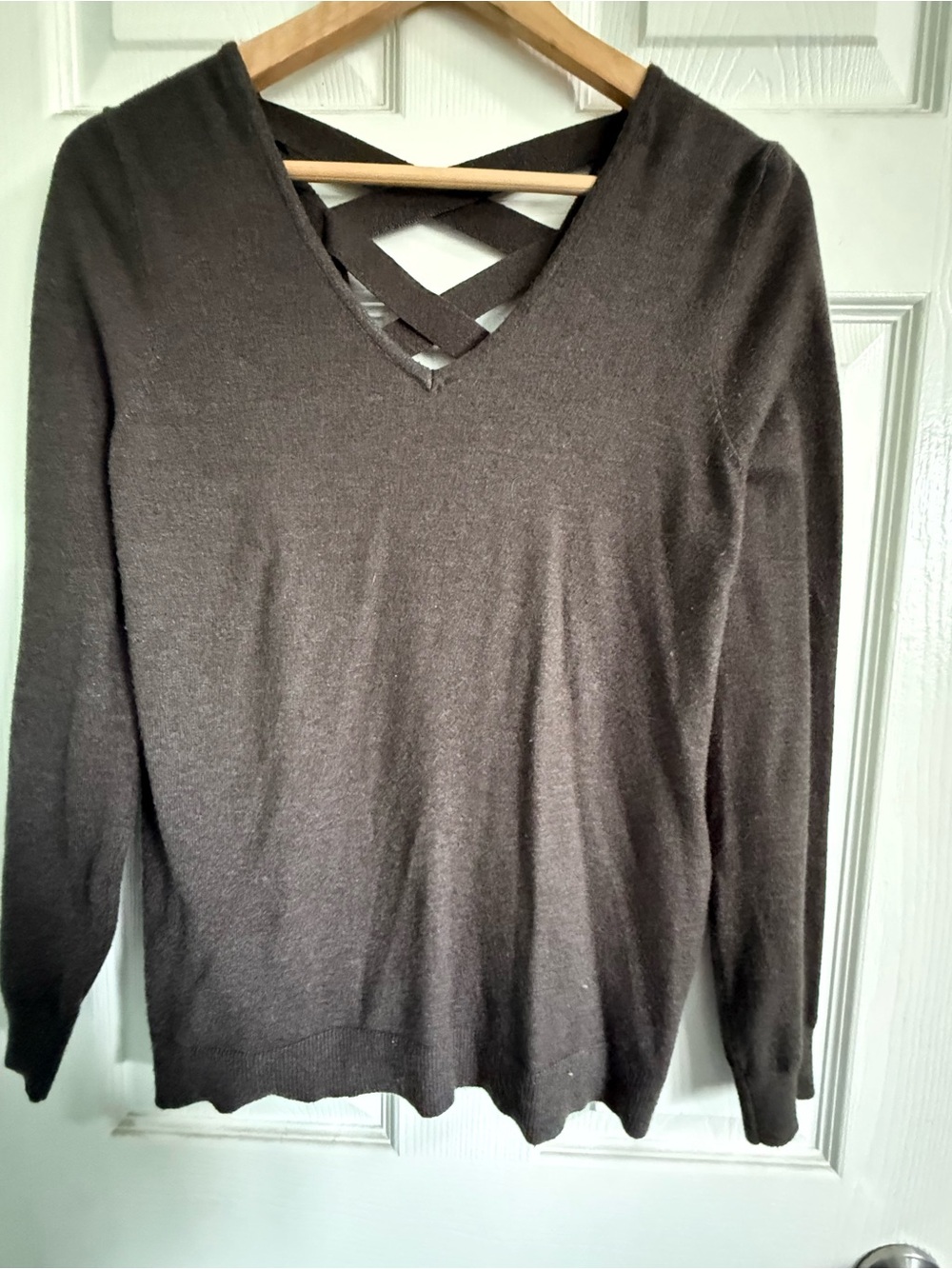 Two Sweaters!  Women's Grey and Magenta V-Neck Sweaters with Crisscross Back